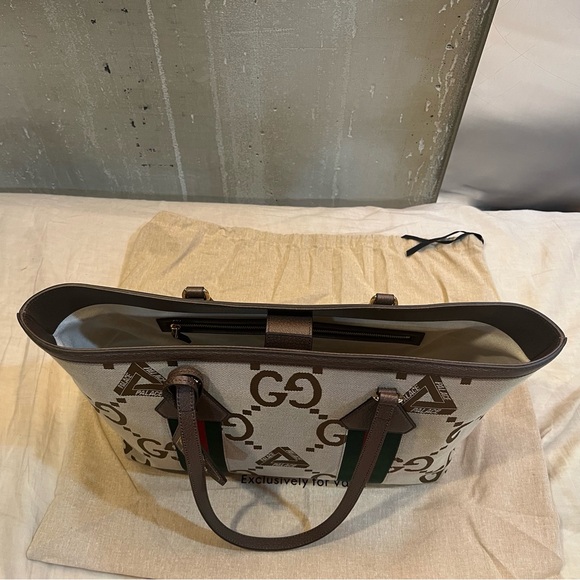Gucci X Palace GG-P Jumbo Triferg Canvas Leather Tote Bag - Picture 7 of 16